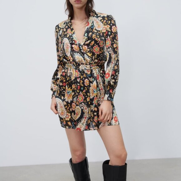 BRAND NEW ZARA COLLECTION PRINTED SHORT DRESS MULTICOLORED - Picture 2 of 7